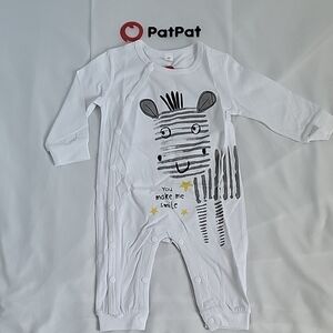 PatPat White Baby Romper with Zebra Print